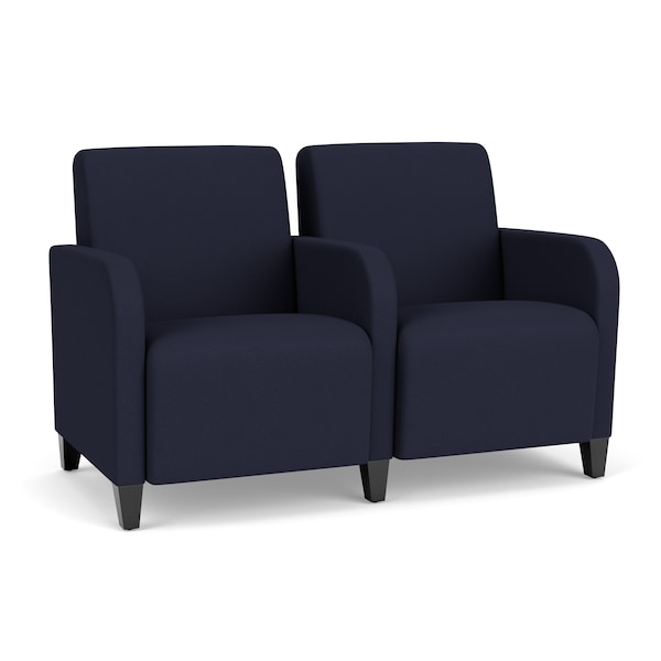 Lesro Siena Lounge Reception 2 Seat Tandem Seating, Black, OH Navy Upholstery SN2103 - main